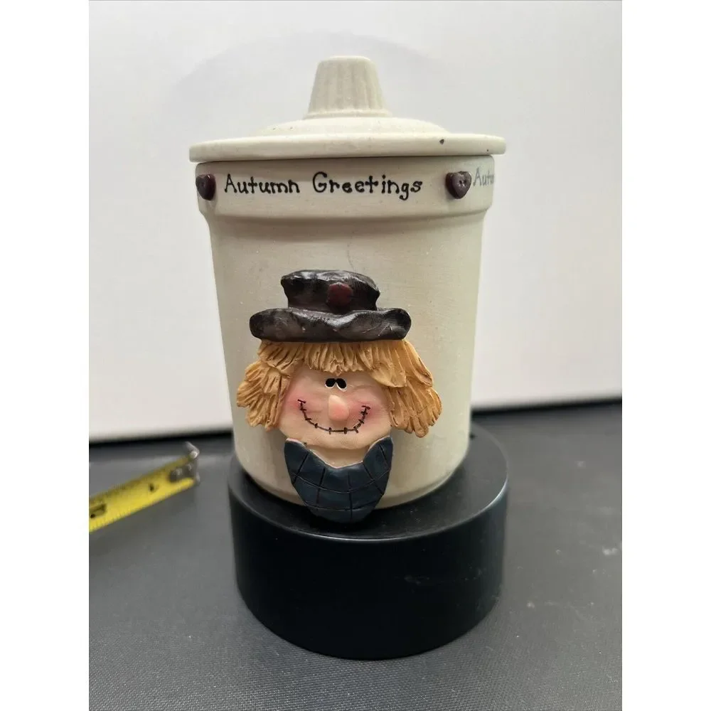 Scarecrow Candle‎ Jar Autumn Greetings Halloween Folk Art Fall Decor